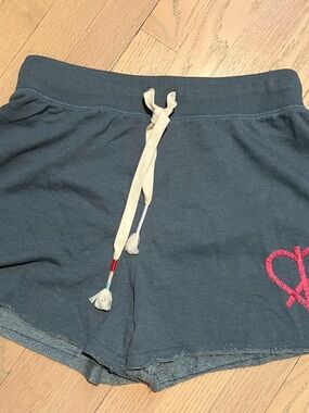Wildfox Navy Athletic Shorts with Cream Drawcord & Pink Heart